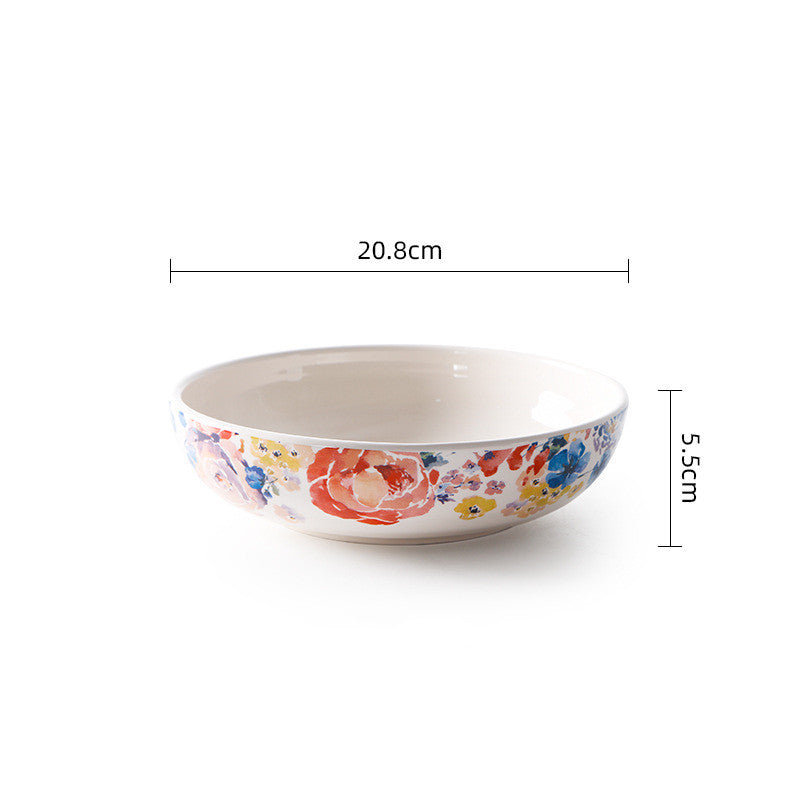 Round Hand Painted Ceramic Dinner Plate 8 Inch for Kitchen & Home Decor
