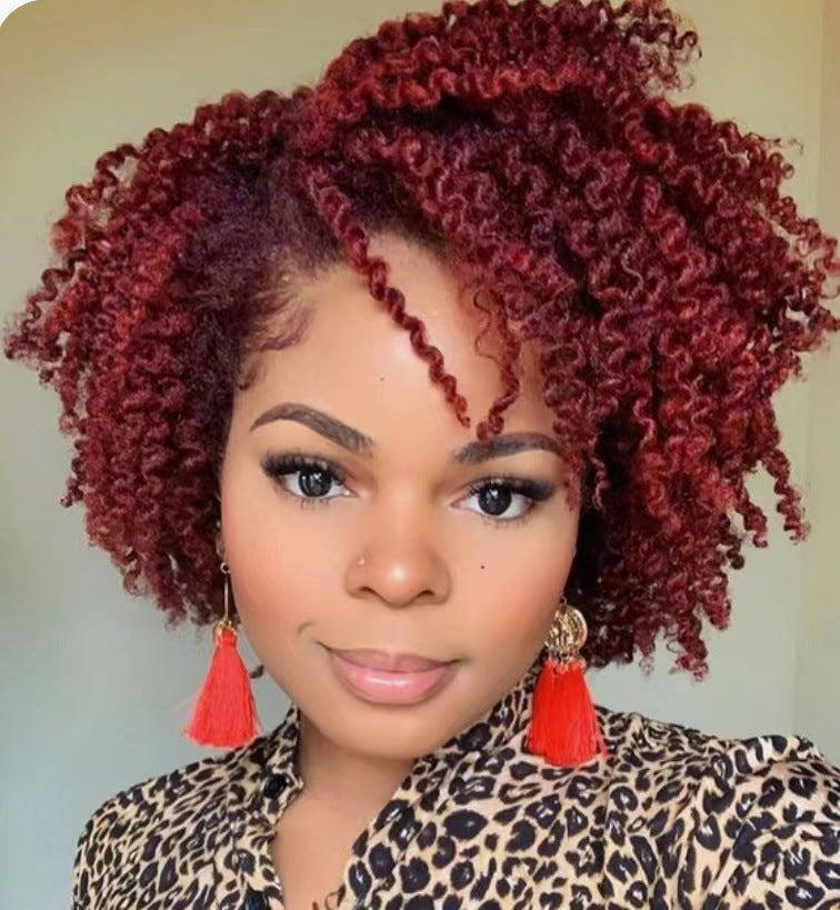 Women's Short Curly Synthetic Wig with Divided Style - Multiple Colors