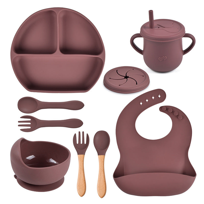 Silicone Solid Color Baby Tableware Set - Child Safe Dinnerware Kit