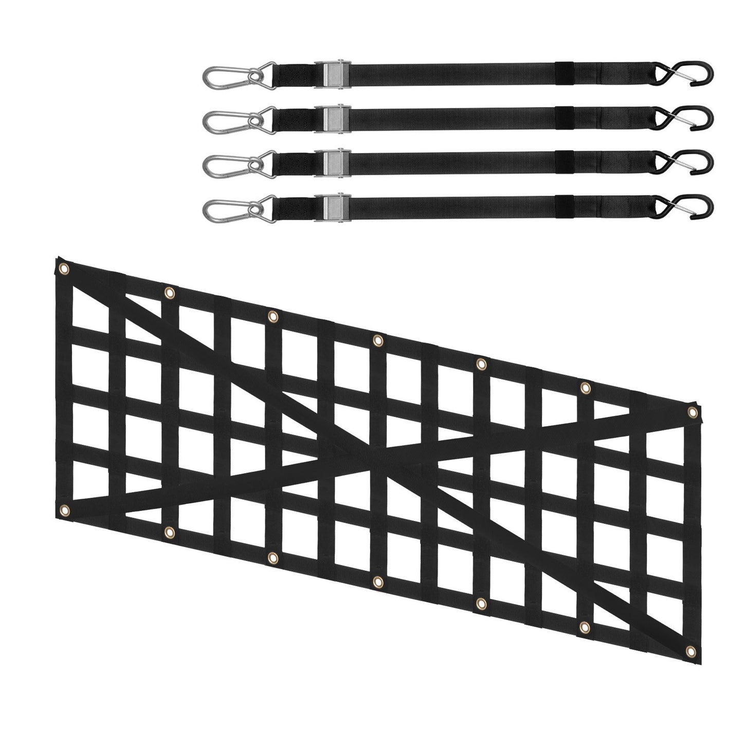 Pickup Truck Tailgate Net 54 x 18 Inches Adjustable Cross Design Heavy Duty