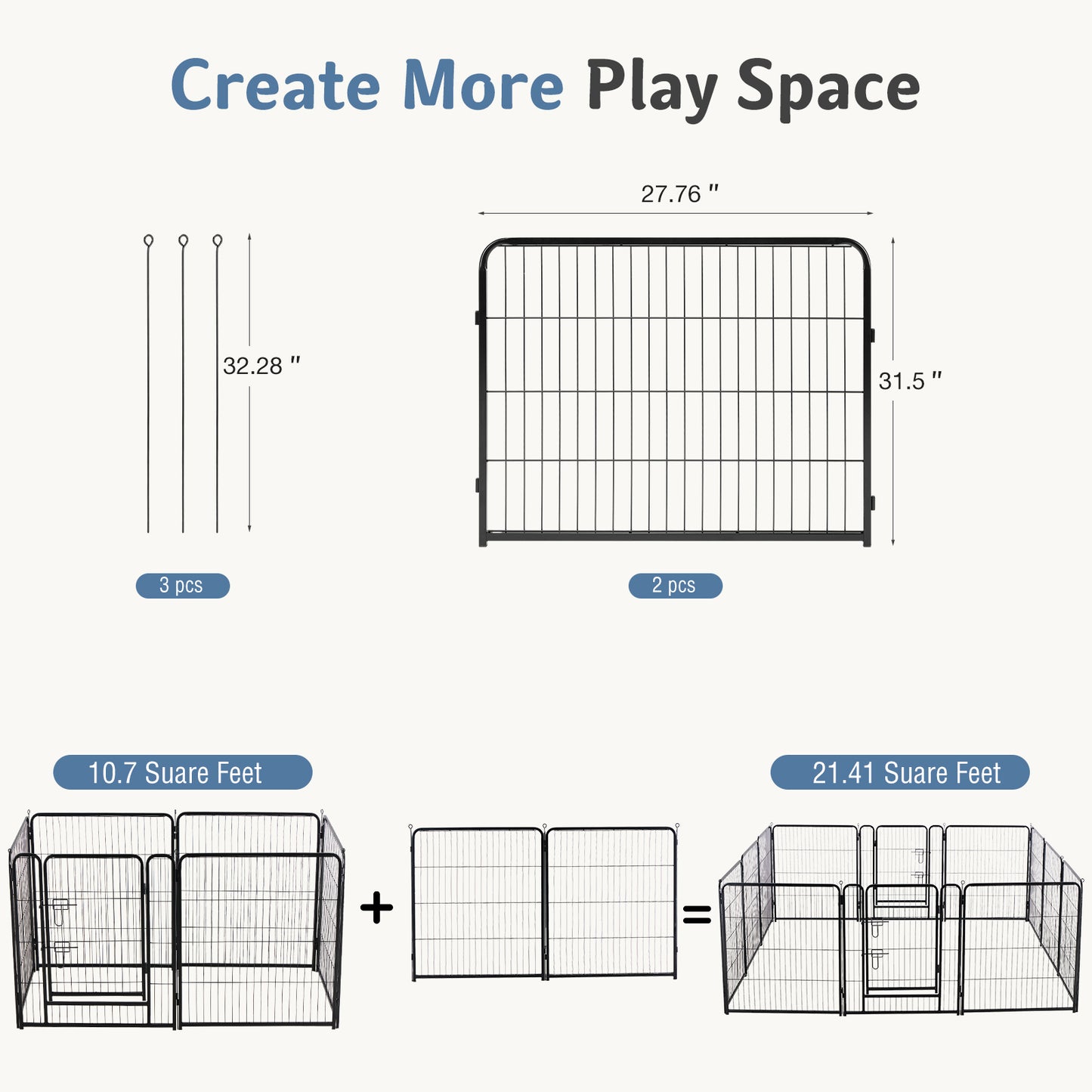Foldable Metal Pet Fence with Lockable Door - Outdoor Indoor Dog Barrier