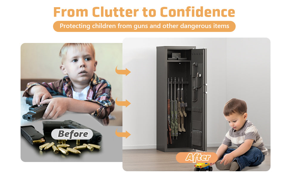 Biometric Gun Safe For Rifles And Pistols, 12-15 Large Cabinet With