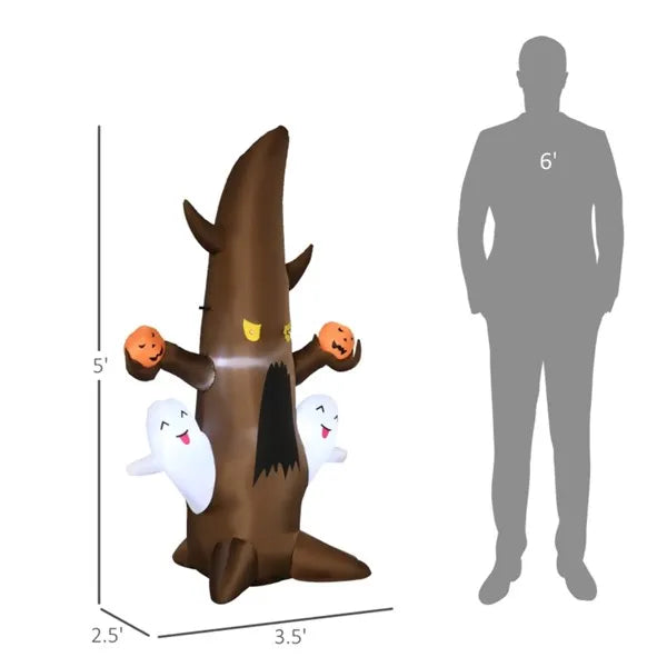 Cute Ghost Tree Halloween Inflatable with LED Lights - 59"