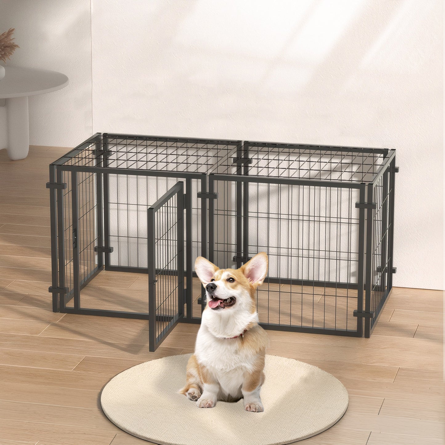 47.2-Inch Metal Dog Crate for Small to Large Dogs Indoor Outdoor Use