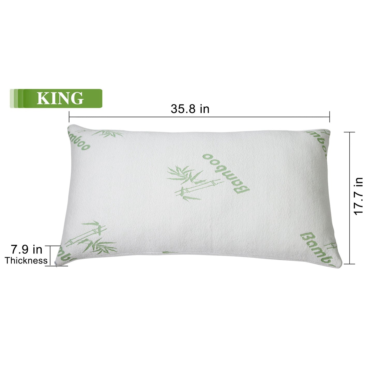 Bamboo Memory Foam Pillow with Washable Cover - White