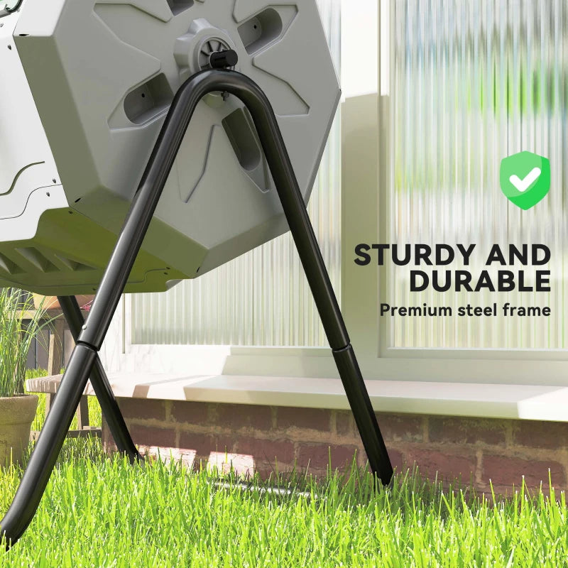 Outdoor 42.3 Gallon Dual Chamber Rotating Compost Bin - Garden Tumbler