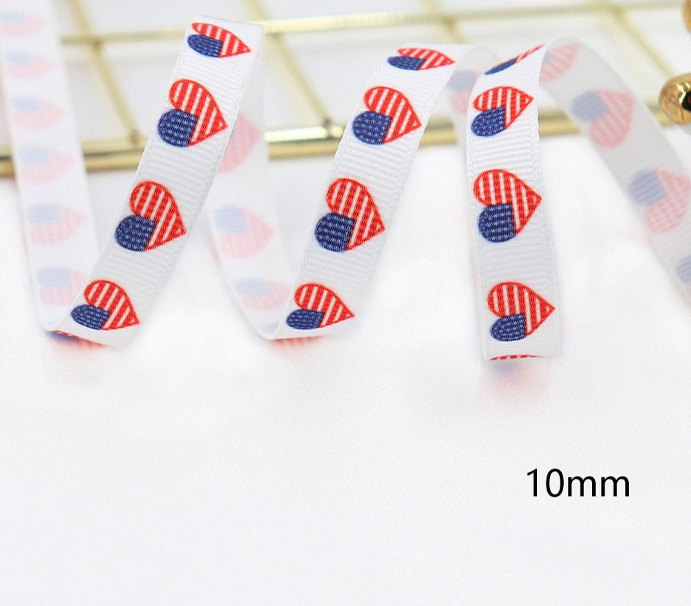 Stars and Stripes Ribbon Dovetail Bowknot Hair Accessory - Multiple Colors & Lengths