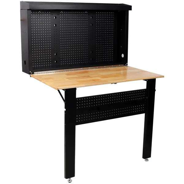 Foldable Wall Mounted Workbench with Rubberwood Surface