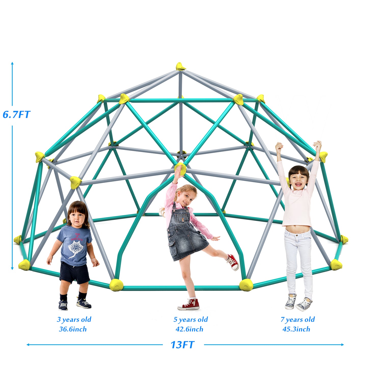 13ft Kids Geometric Dome Climber Play Center - Green & Silver
