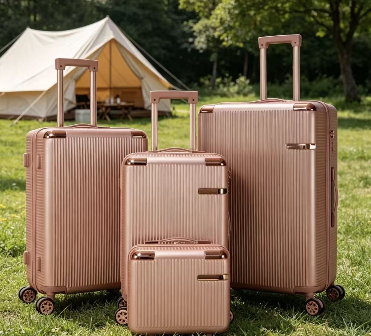 Lightweight Rose Gold 4-Piece Hard Luggage Set with 360° Wheels