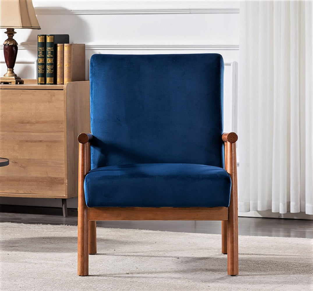 25 Wide Classic Mid-Century Modern Arm Chair, Dark Blue