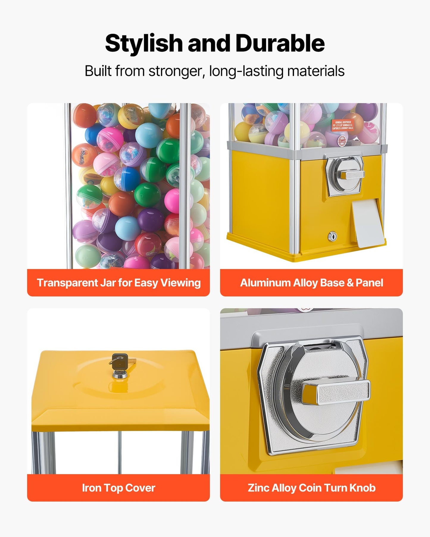 21-Inch Gumball Machine Dispenser with Locking Top & Coin Control