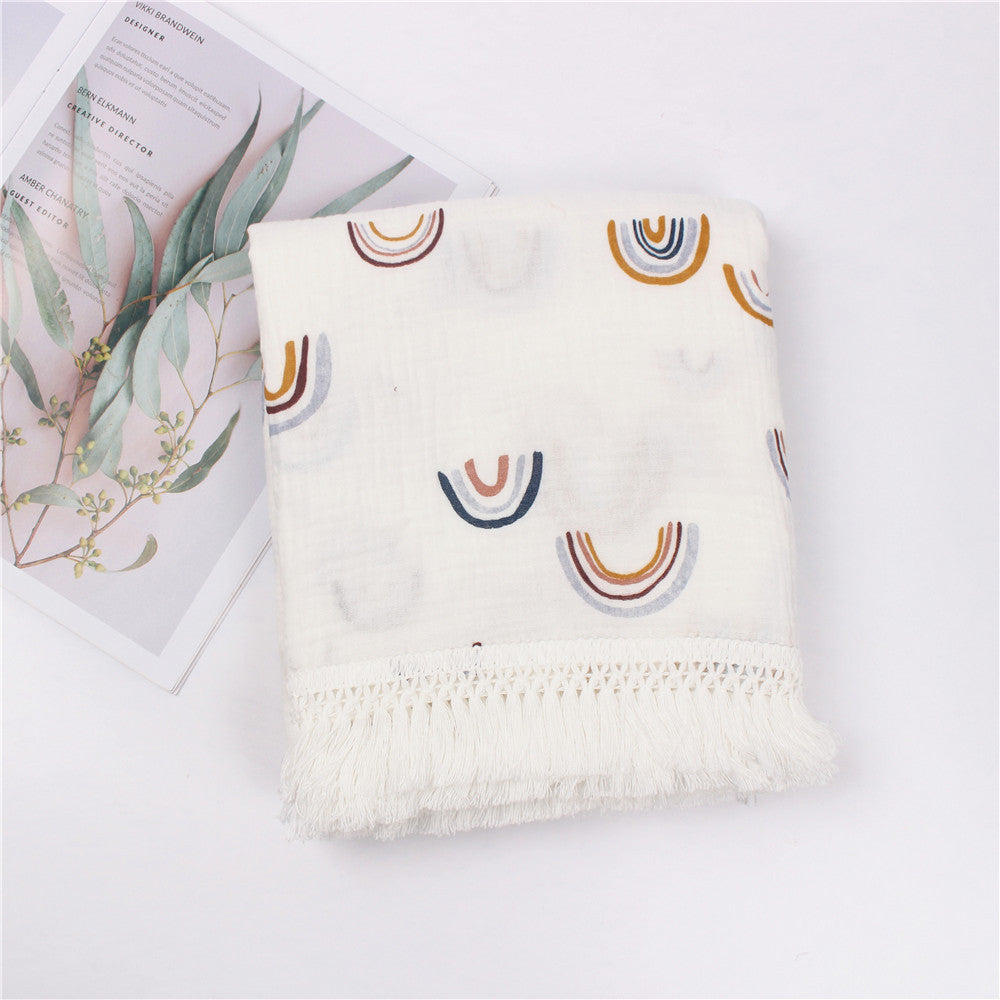 Children's Cotton Tassel Blanket - Baby Bedding 100x120cm, Multiple Colors