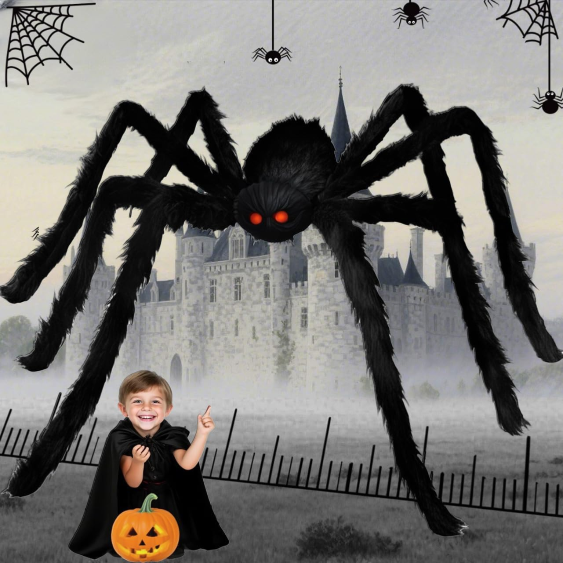 Giant 6.6 Ft Furry Spider Halloween Decoration - Outdoor & Indoor