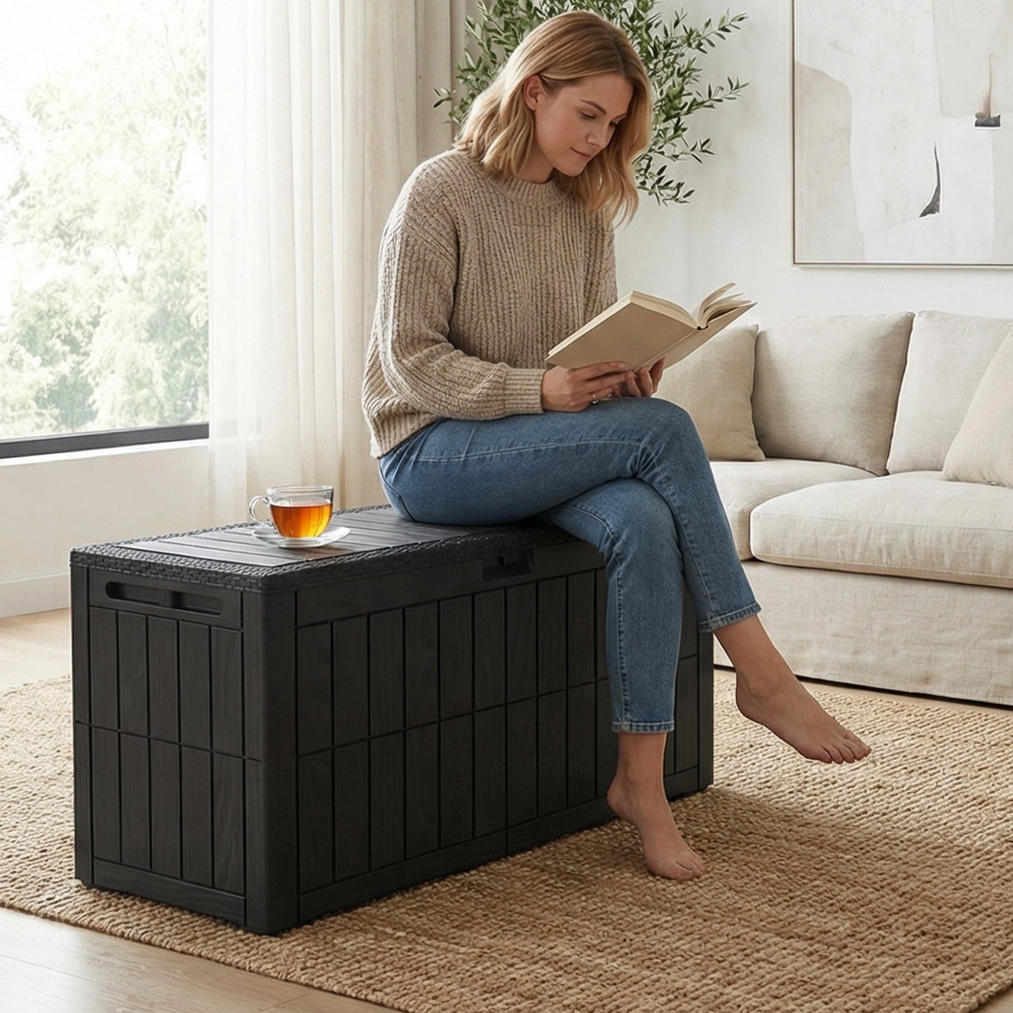 1 0 Gallon Outdoor Storage Box Water Proof Resin Deck Lockable Bin