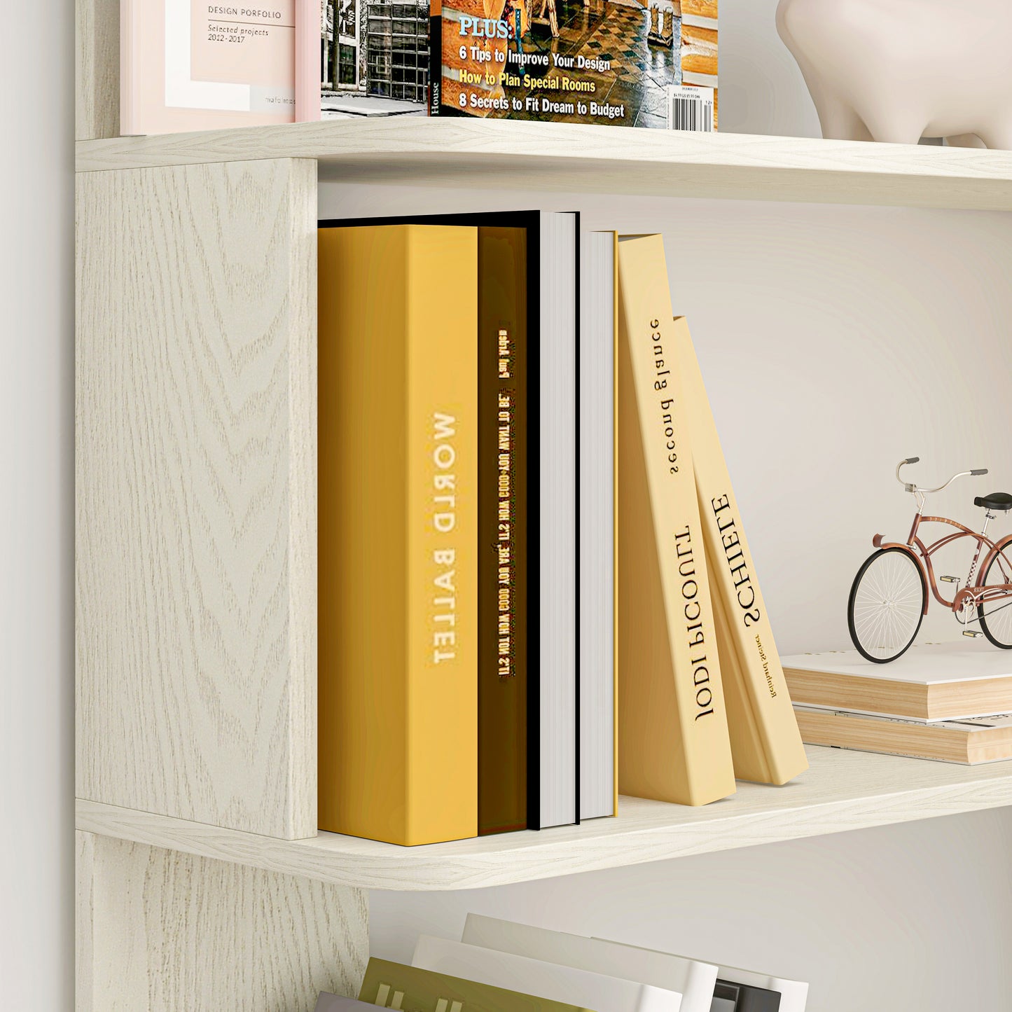 90cm Freestanding Corner Bookshelf - White Wooden Bookcase