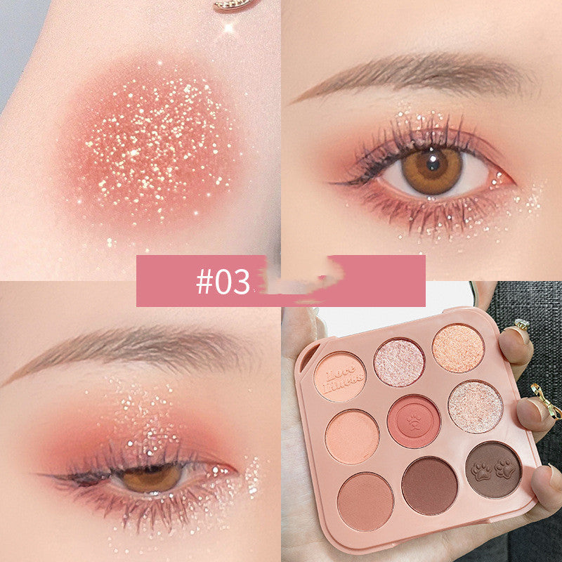 Nine Color Eyeshadow Palette for Makeup - Silky Tenderness with Adorable Pet Design