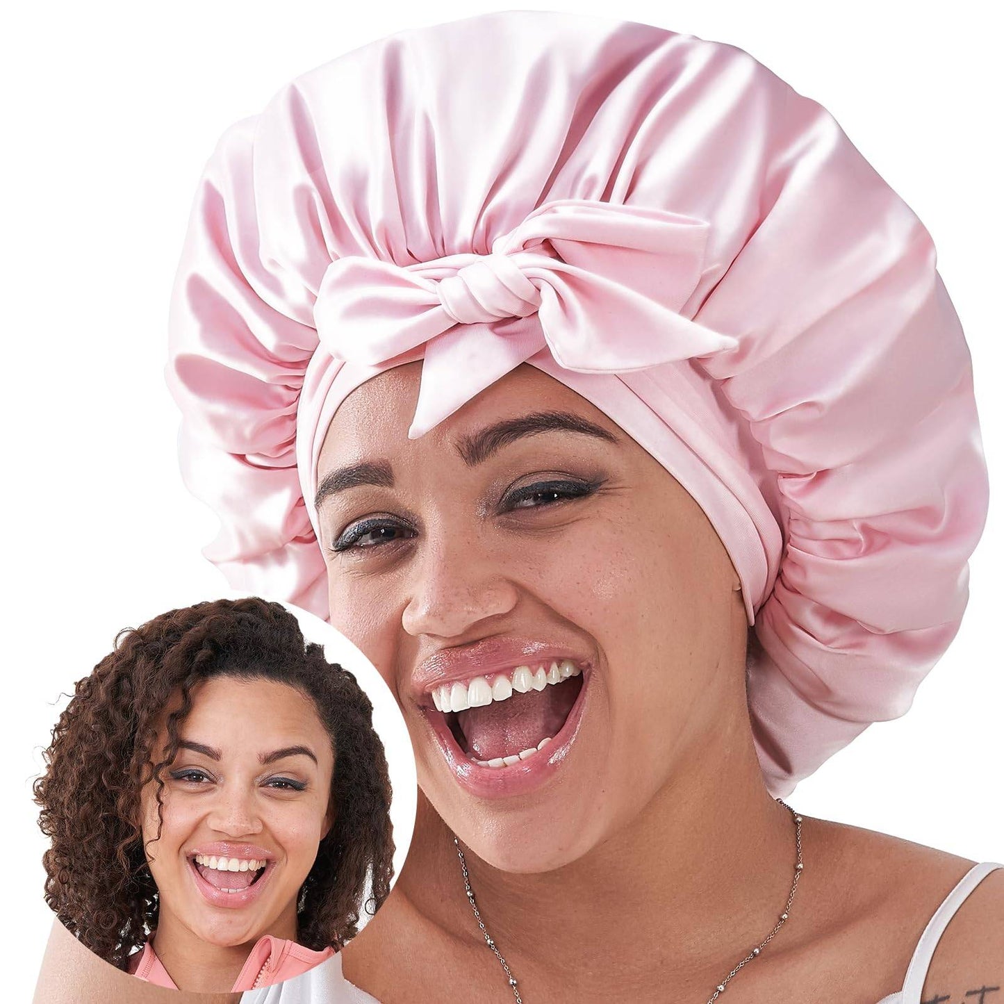 Adjustable Satin Hair Bonnet for Sleeping - Double Layer Silk Hair Wrap
