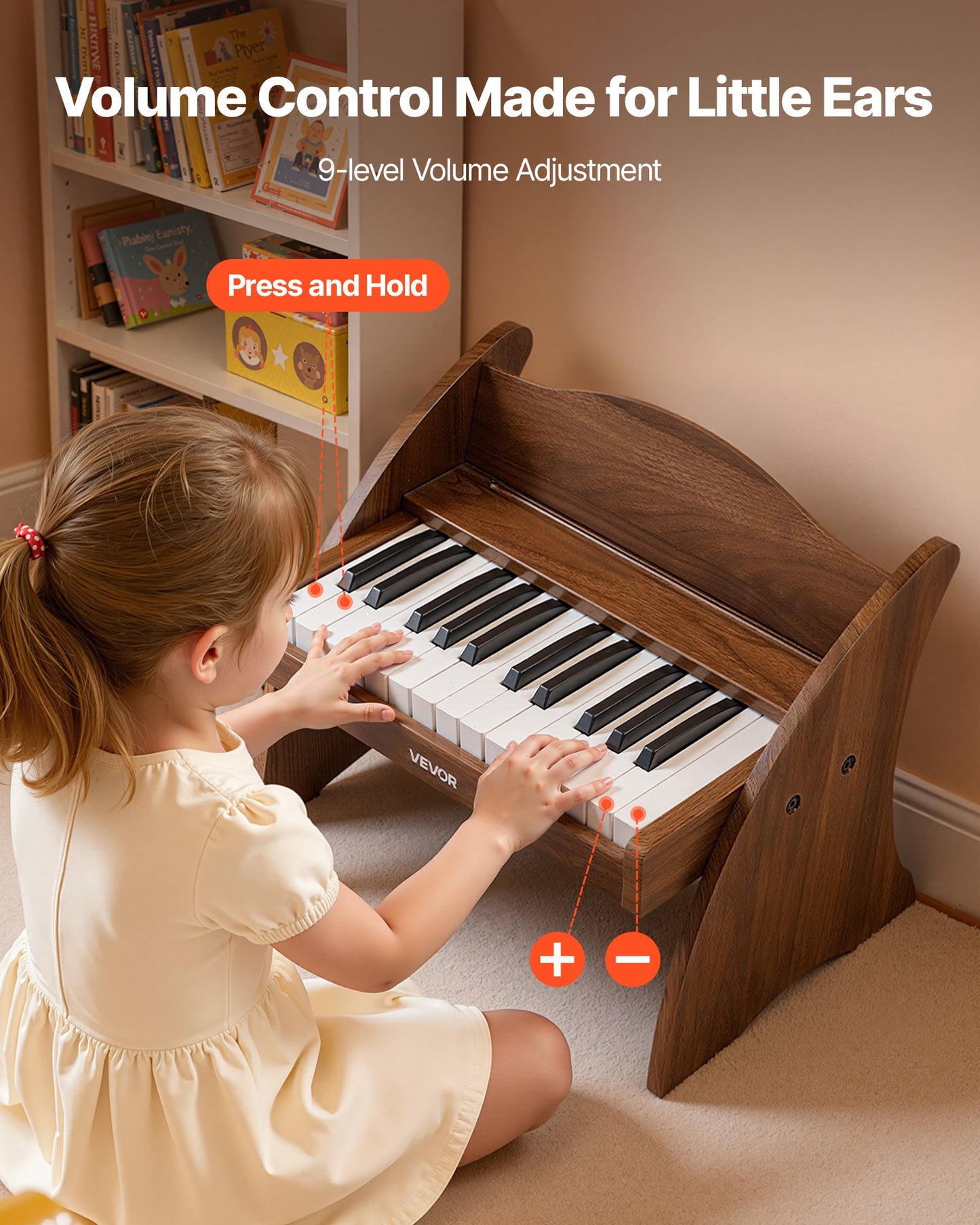 Kids Wooden Piano Keyboard - 25 Keys Digital Musical Instrument for Toddlers