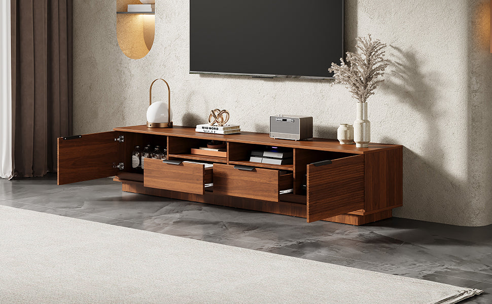 78 Inch Modern TV Stand for 85 Inch TVs - Walnut Finish
