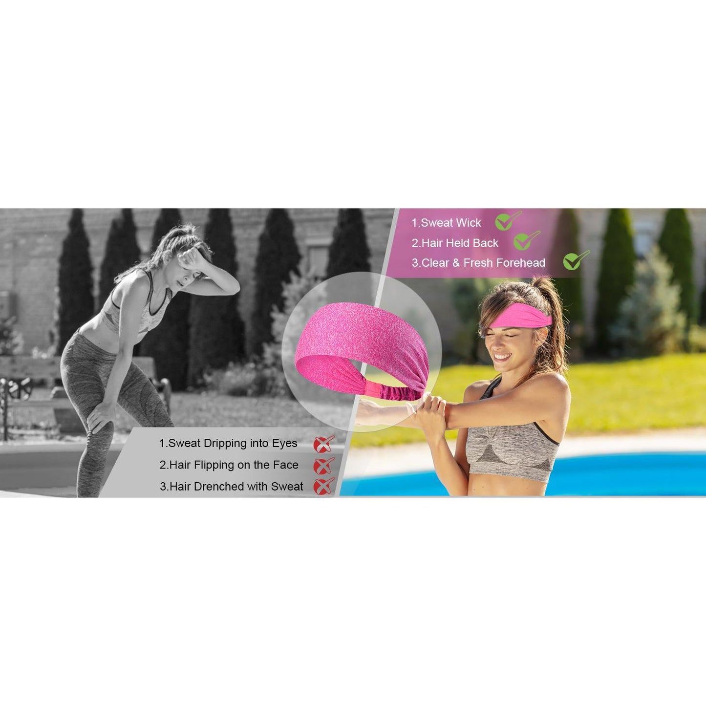 5-Piece Non-Slip Workout Headbands for Fitness & Yoga