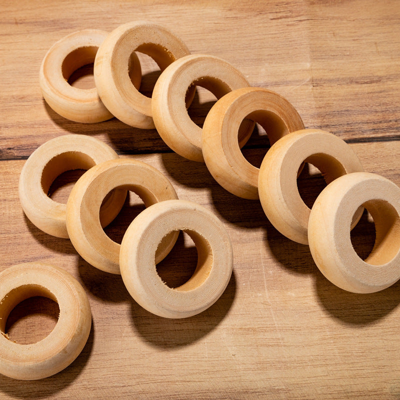 Set of 10 Wooden Napkin Rings - Decorative Kitchen Table Accessories