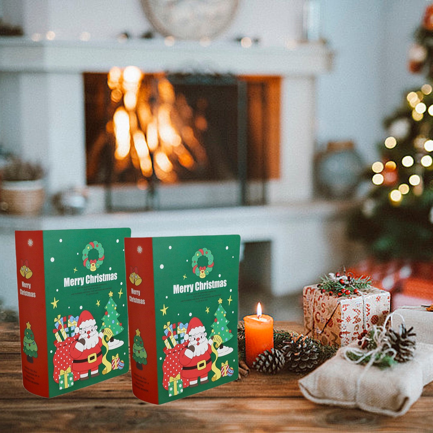 10 Pcs Christmas Treat Boxes - Green Book Shape Candy Boxes