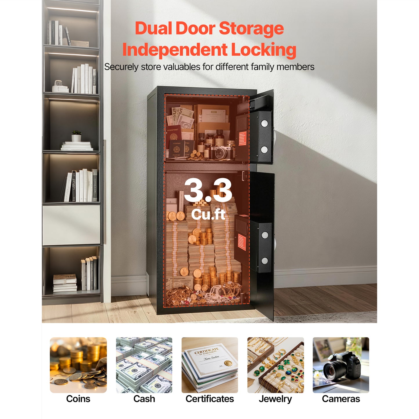 Heavy Duty Digital Safe Box 3.3 Cu Ft with Electronic Lock & Drop Slot
