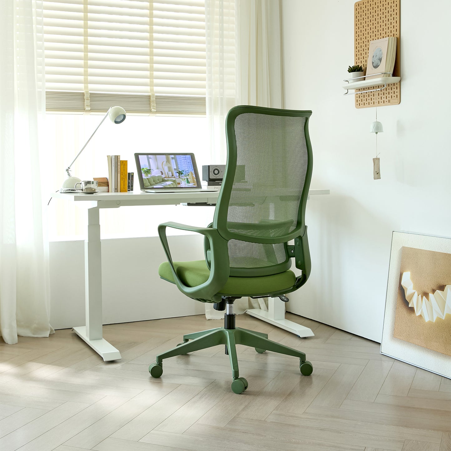 Ergonomic Green Office Chair with Adjustable Lumbar Support