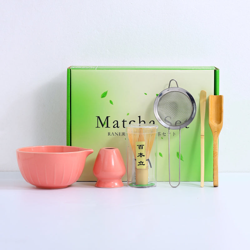 Japanese Tea Ceremony Set with Matcha Bowls & Whisks - Multiple Colors