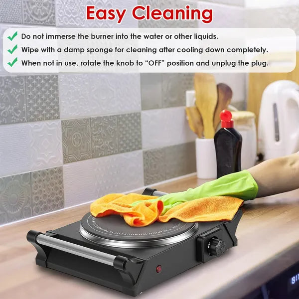 Portable Electric Single Burner Hot Plate with 5 Temperature Settings