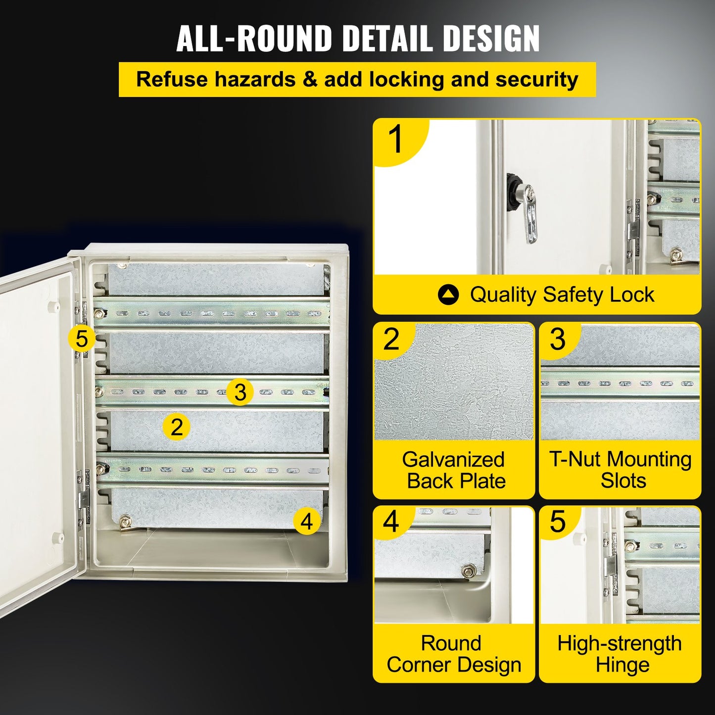 Fiberglass Electrical Enclosure Box Waterproof Dustproof NEMA 4X IP66 Outdoor Indoor Grey
