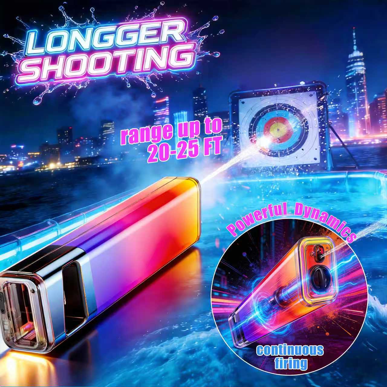 Gradient Color Electric Water Gun - Rechargeable Blaster for Pool & Beach Fun