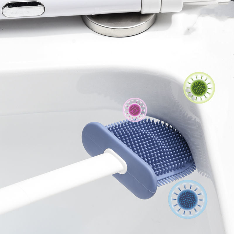 Two-in-One Silicone Toilet Cleaning Brush Set - Wall Hanging & Draining