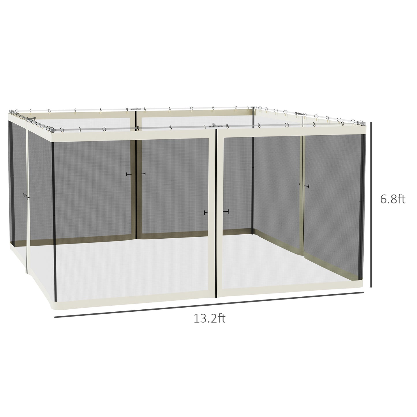 13x13 Gazebo Mosquito Netting Screen - High-Quality Polyester, Black