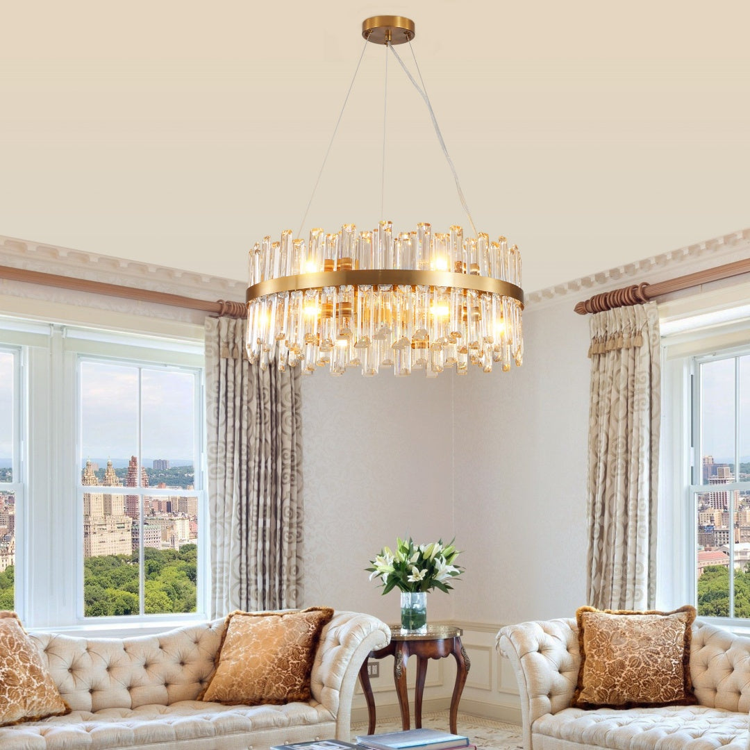 Modern Crystal Chandelier - Elegant LED Lighting for Living Room