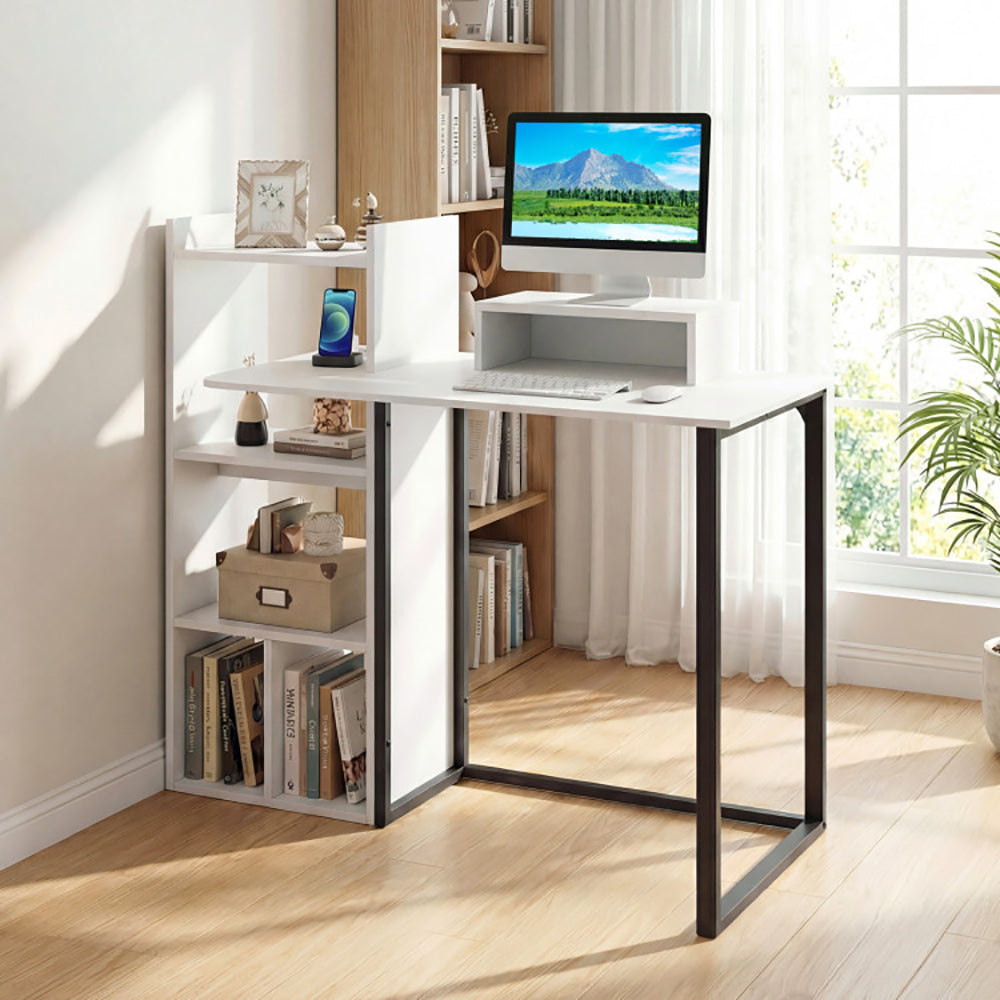 Computer Desk With Charging Station And Ergonomic Monitor Stand