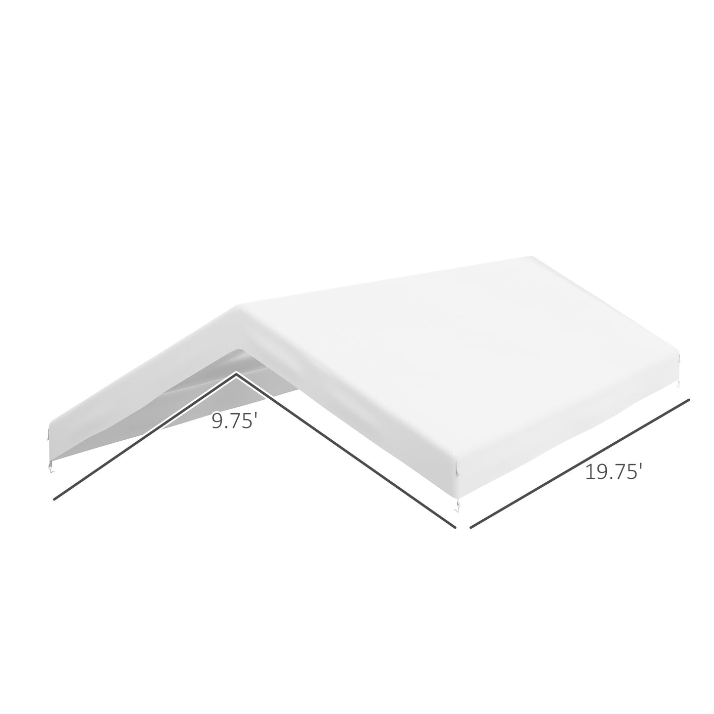 19.7' x 9.7' Carport Canopy Replacement Cover with Bungee Cords - White