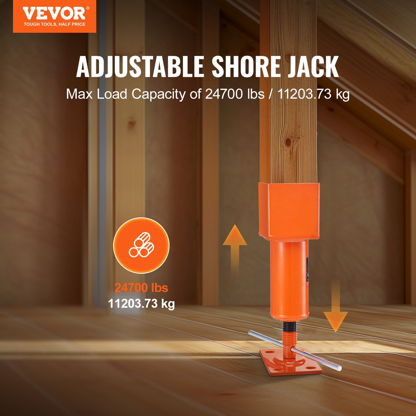 Heavy-Duty Adjustable Floor Jack Stand for House Leveling - 4x4 Roof Support