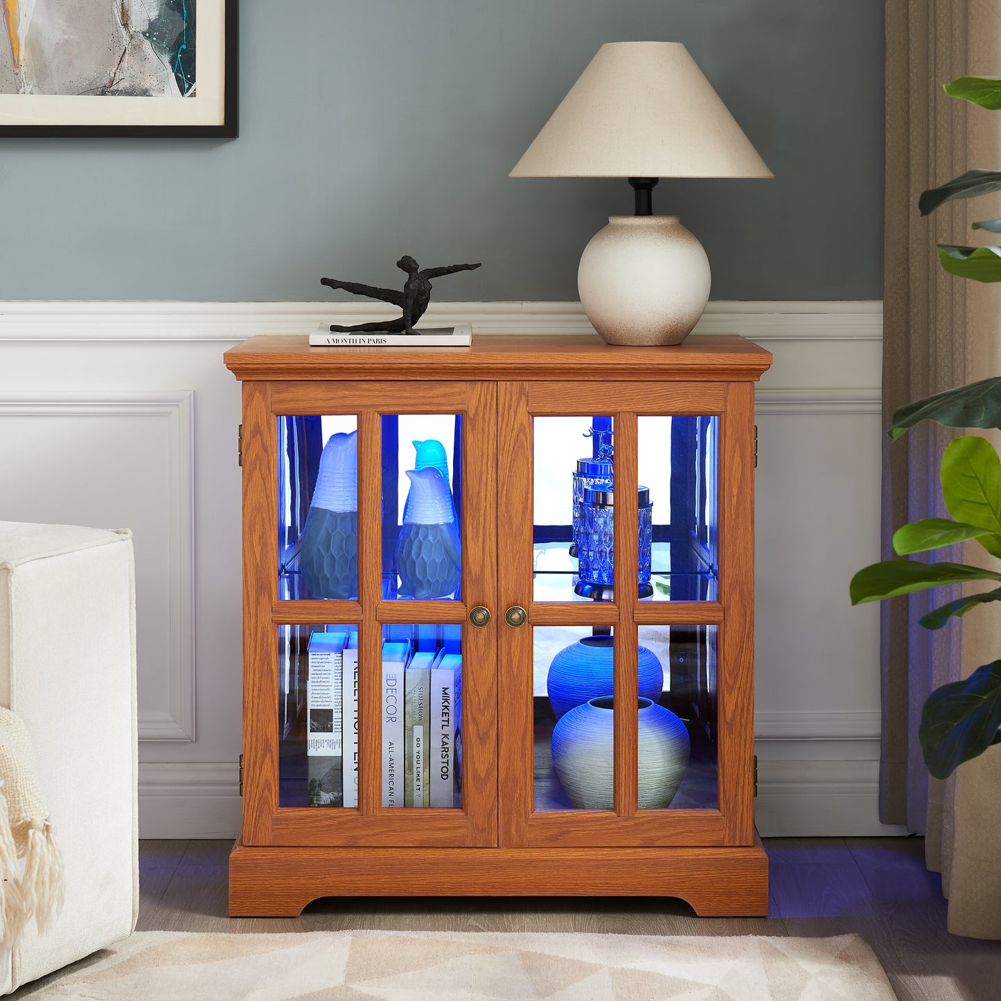 LED Curio Display Cabinet,Antique Cabinet With Adjustable