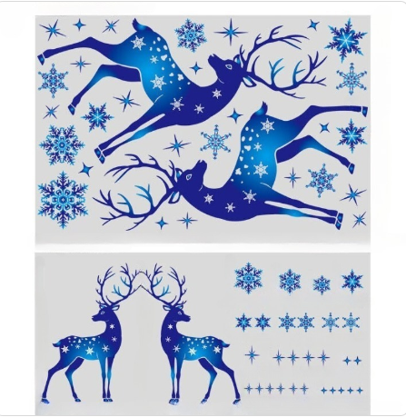 Christmas Elk Snowflake Wall Stickers for Windows & Walls - Festive Home Decor