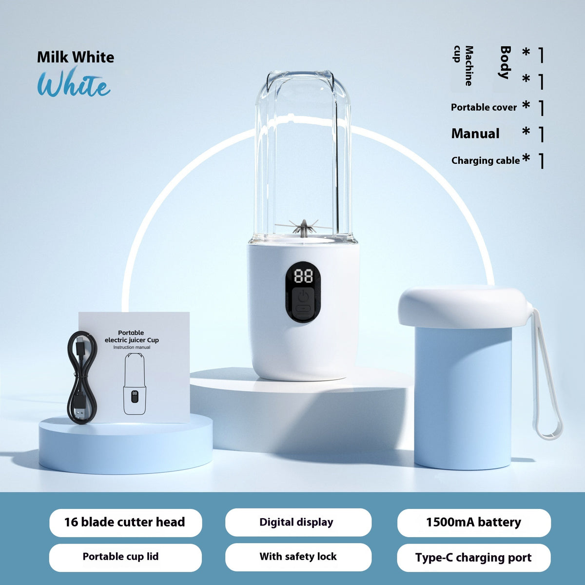 Portable Juice Extractor with USB Charging 500ml Outdoor Kitchen Tool