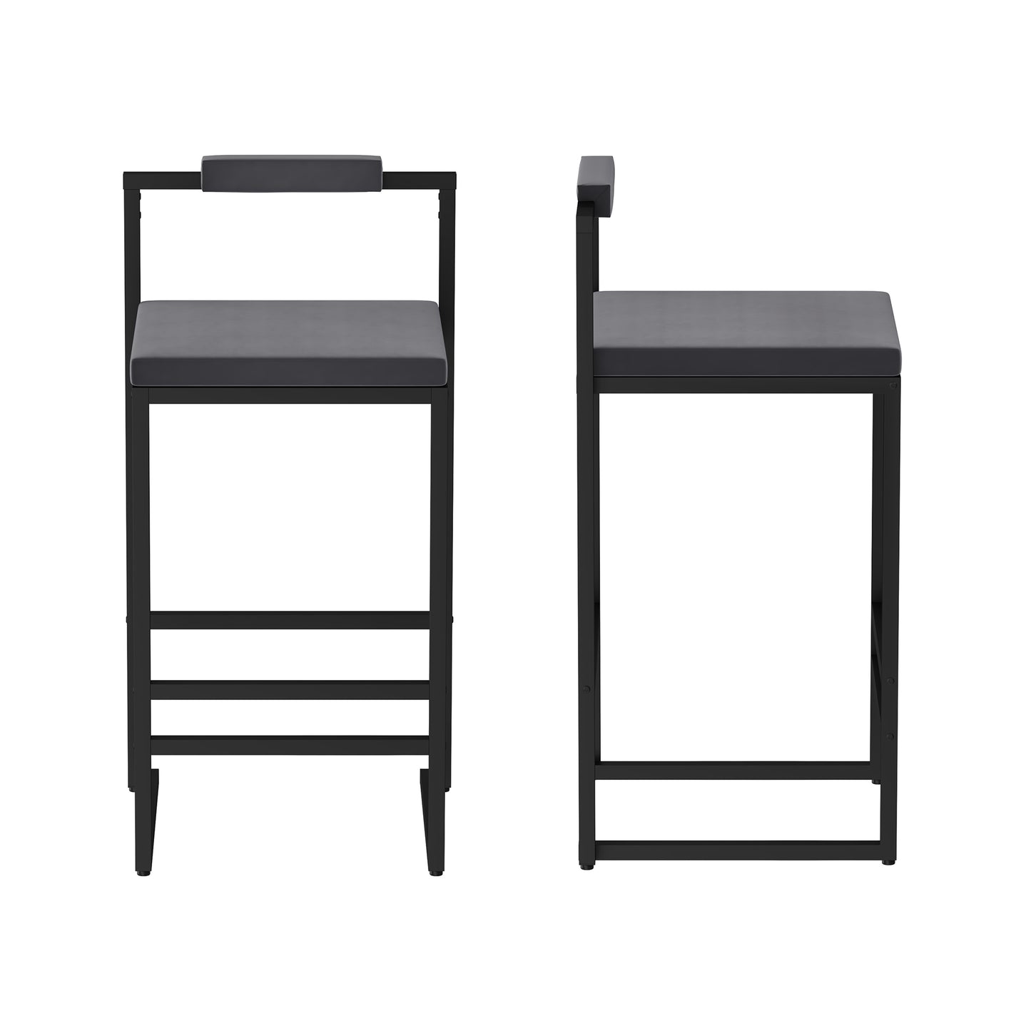 Modern Velvet Counter Height Bar Stools Set of 2 - Gray