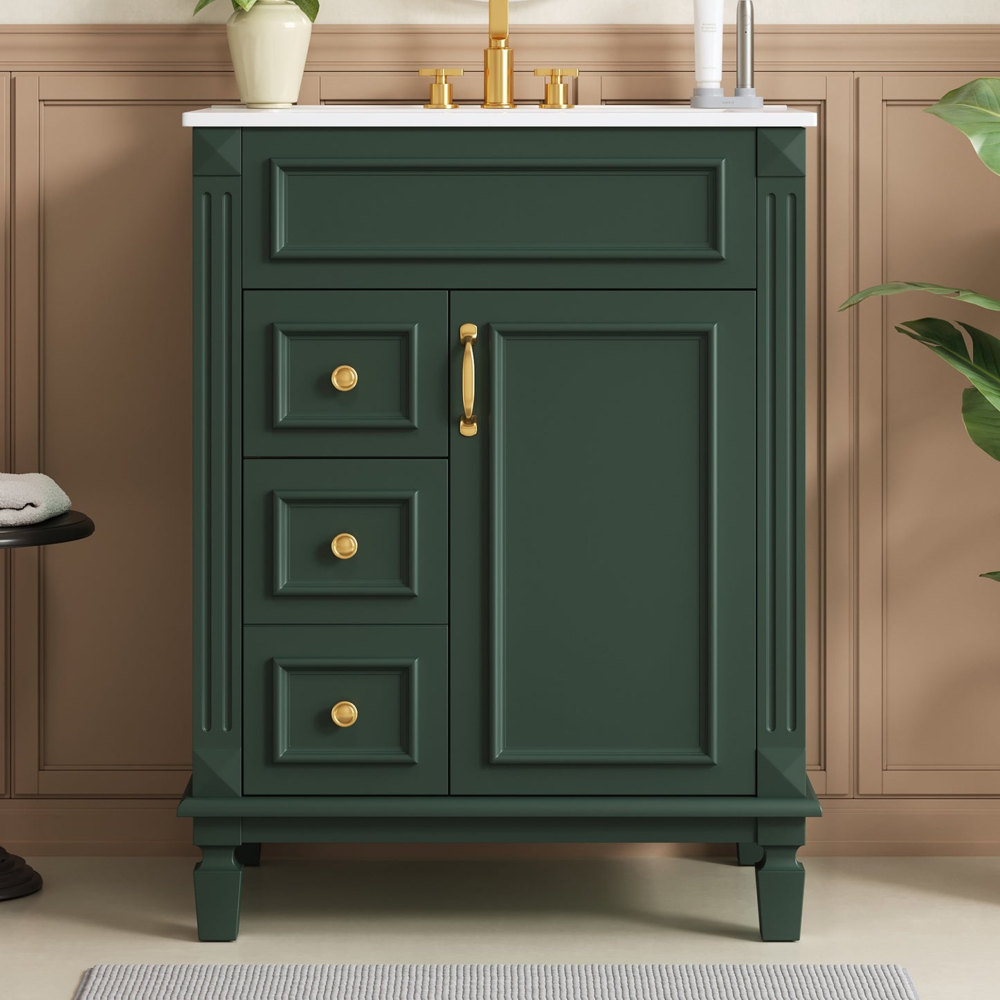 24 Bathroom Vanity With Ceramic Sink, Small Sink Cabinet, Modern
