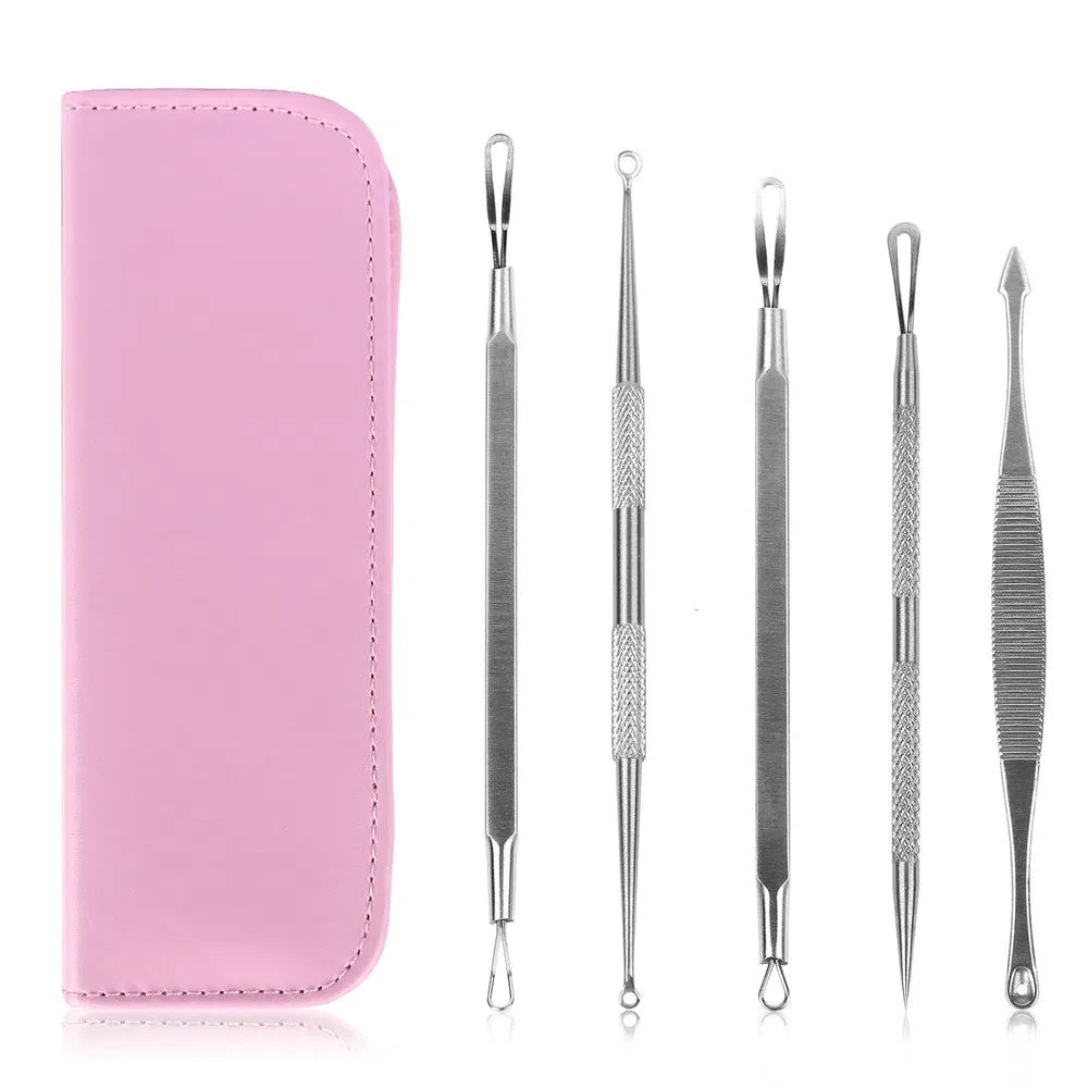 5-Piece Blackhead Remover Kit - Professional Pimple Extractor Tool Set
