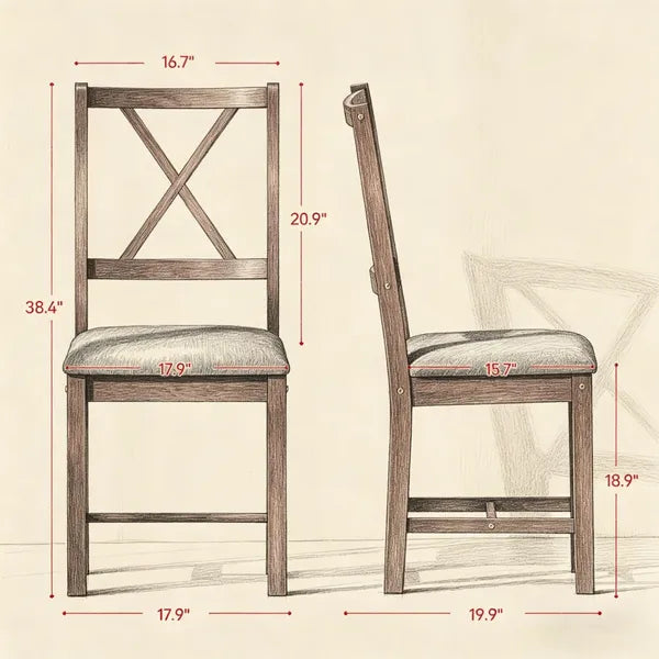 2 Pcs Mid-Century Modern Dining Chairs - Walnut & Gray