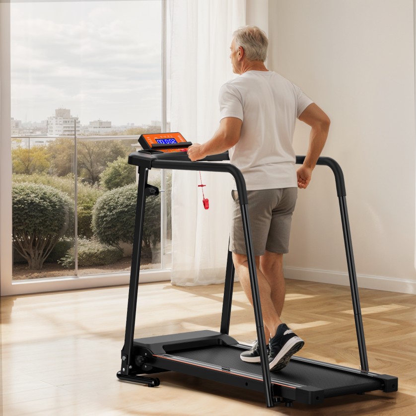 Foldable Treadmill with LED Display - Black