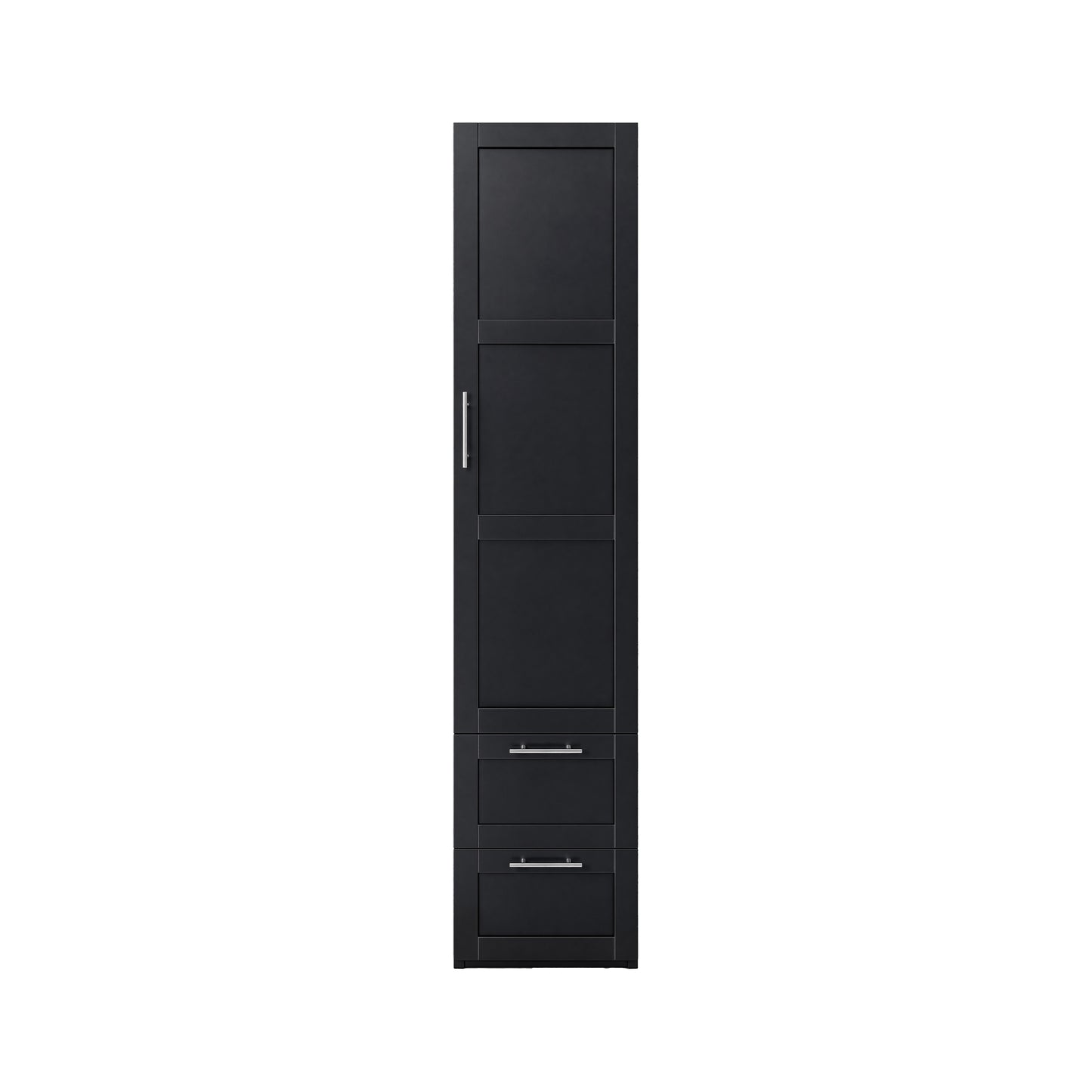 Tall Kitchen Storage Cabinet with 1 Door & 2 Drawers - Black