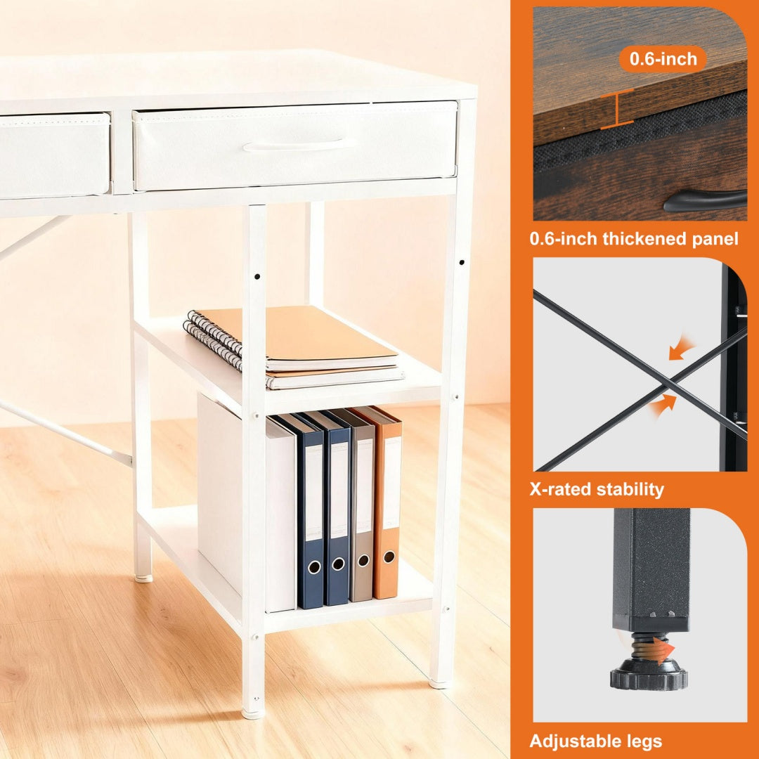 55-Inch Computer Desk with 6 Drawers for Home Office Storage