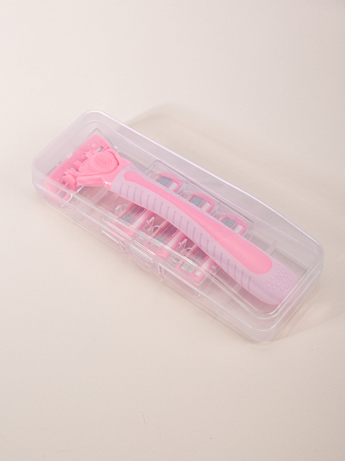 Women's Manual Leg Shaver with 3 Blades & Storage Box - Pink